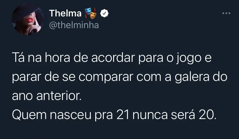 Publicação no Twitter de Thelma Assis