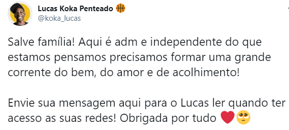 Administradores do twitter de Lucas Penteado se pronunciam após saída do brother