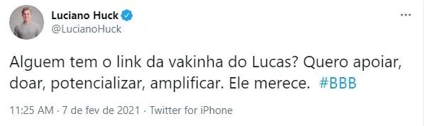 Twitter do Luciano Huck
