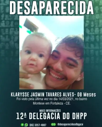 Cartaz do DHPP com foto da bebê e do pai