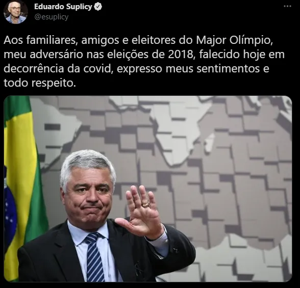 Vereador Eduardo Suplicy prestou seus pêsames