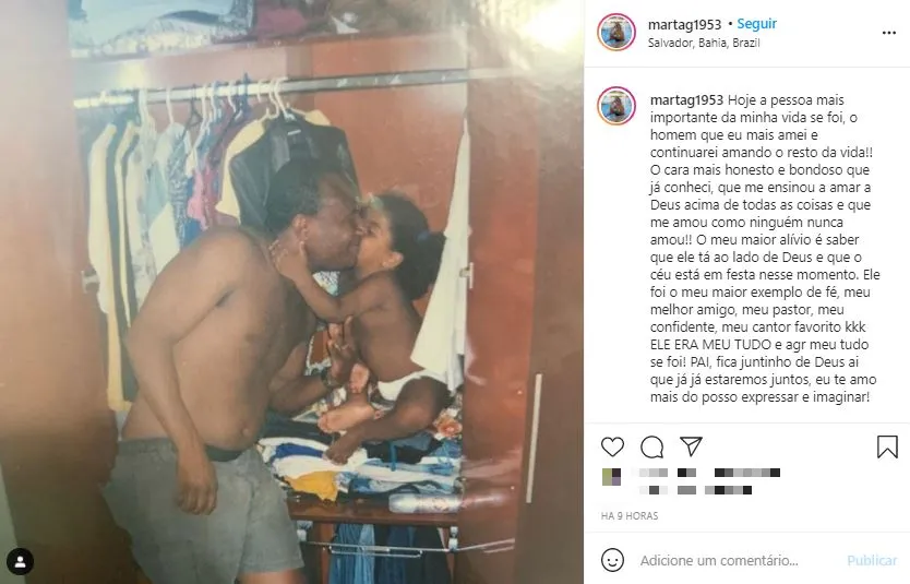Marta usou o Instagram para deixar homenagem ao pai