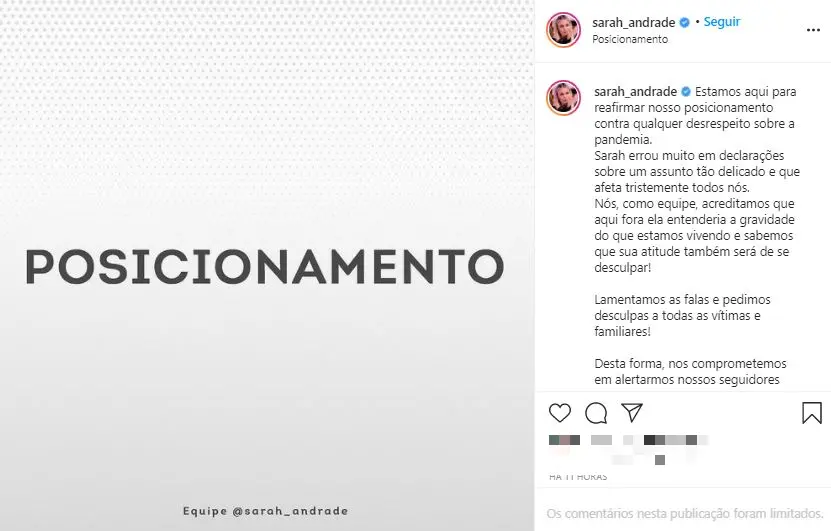 Posicionamento da equipe de Sarah