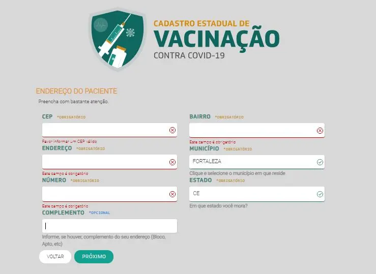 Página do cadastro no Saúde Digital