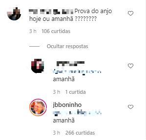 Boninho confirma em suas redes sociais que a prova do anjo ocorre amanhã, sábado, dia 27 de março.