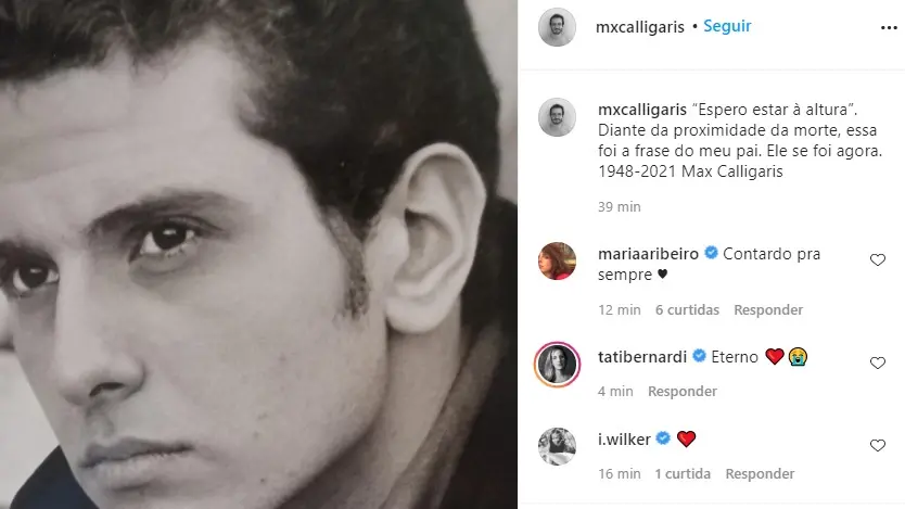 Filho de Contardo Calligaris confirma informação da morte do pai em publicação nas redes sociais