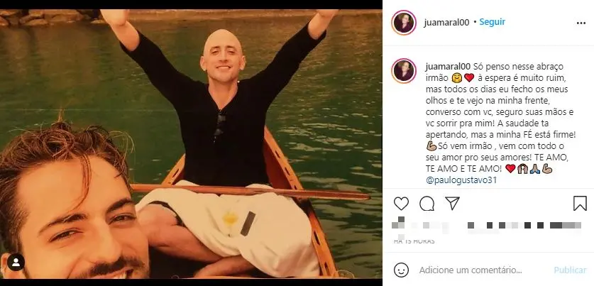 Ju Amaral agradeceu apoio do cunhado nas redes sociais