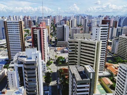 Vista aérea do bairro Meireles, em Fortaleza