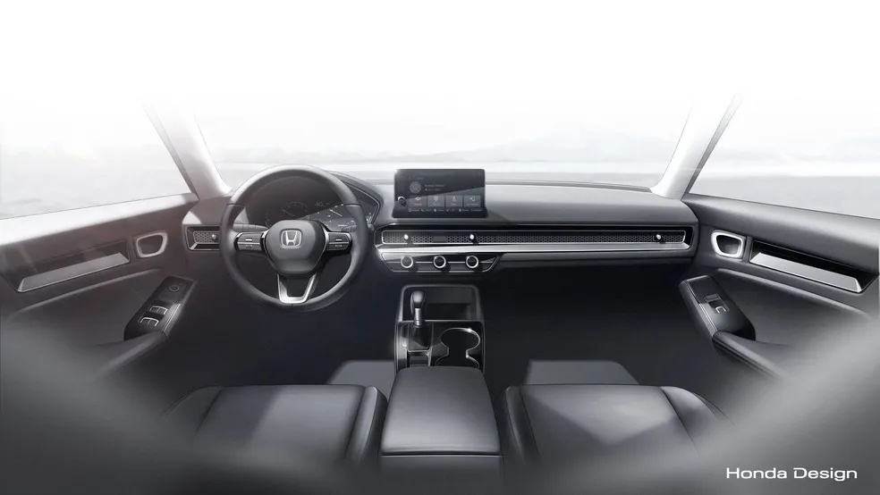 Provável interior do Honda 2022 mostra sistema multimídia.
