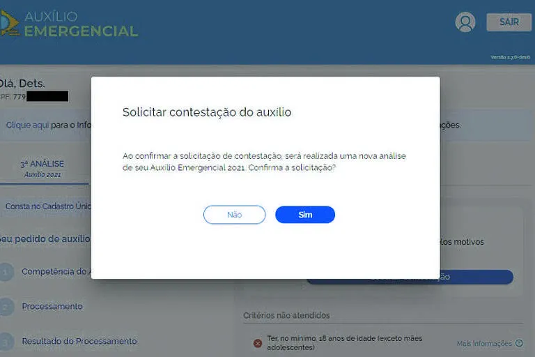 O cidadão faz o pedido no site da Dataprev