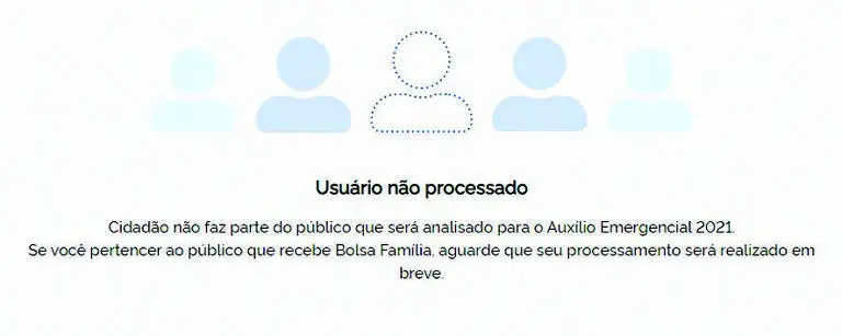 Usuário não processado