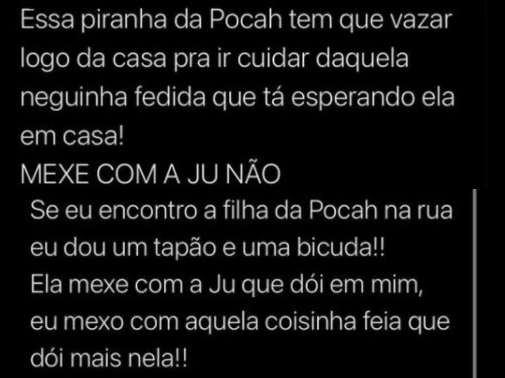 Mensagens expressam xingamentos e até ameaças contra a criança.