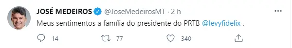 José Medeiros publicou mensagem de apoio aos familiares do político