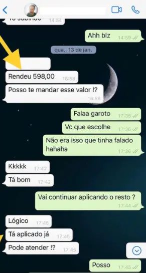 Troca de mensagem entre vítima e golpista