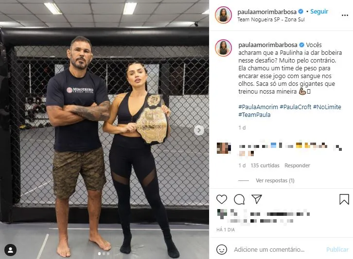 Paula passou por treinamento com Minotauro antes de ir ao 'No Limite'