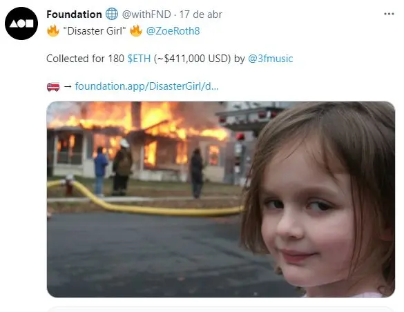 Registro de tweet sobre a imagem de Zoe Roth