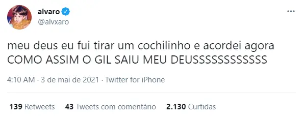 Reação a eliminação do Gil no BBB 21