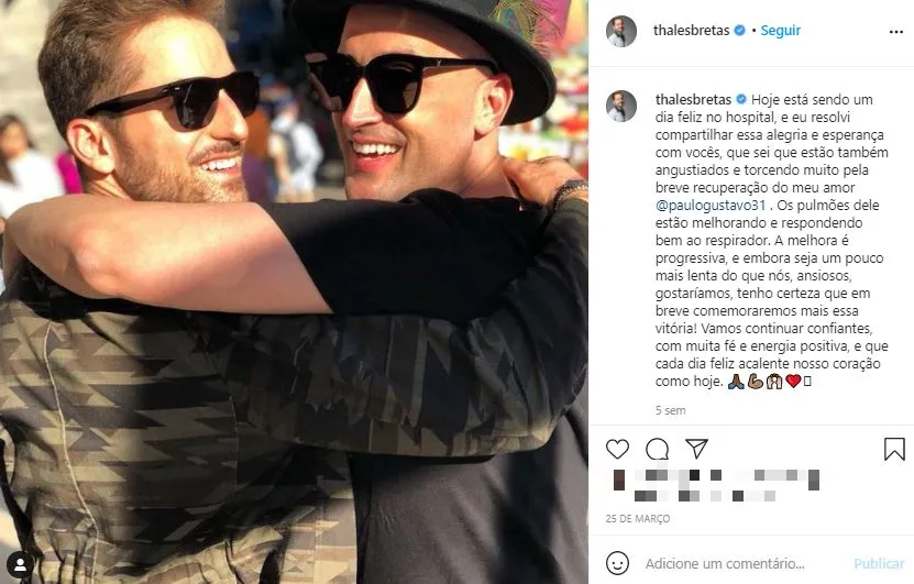 Thales Bretas utilizou o Instagram diversas vezes para falar sobre o tratamento de Paulo Gustavo