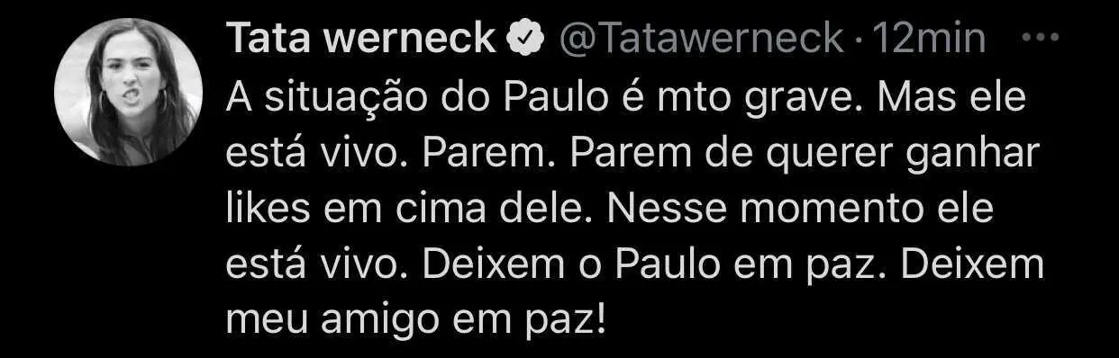 Tata Werneck se pronuncia sobre rumores de Paulo Gustavo