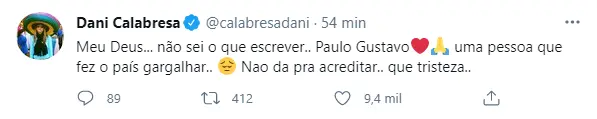 Print do Twitter de Dani Calabresa