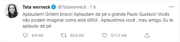 Post de Tatá Werneck no Twitter