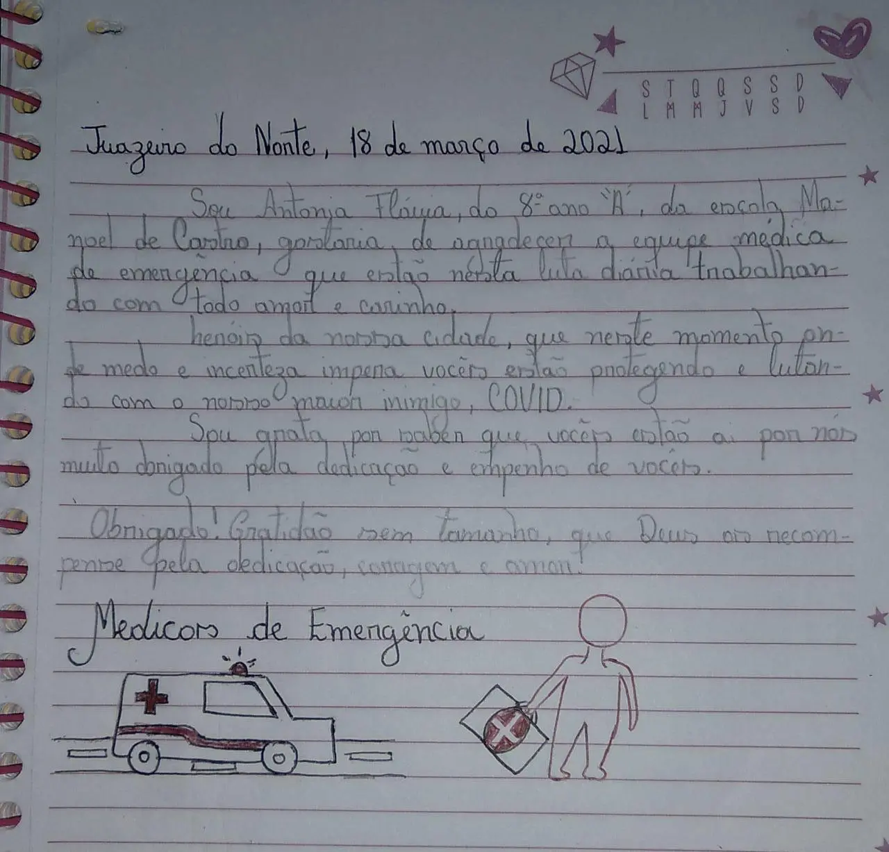 Cartinha enviada ao HRC