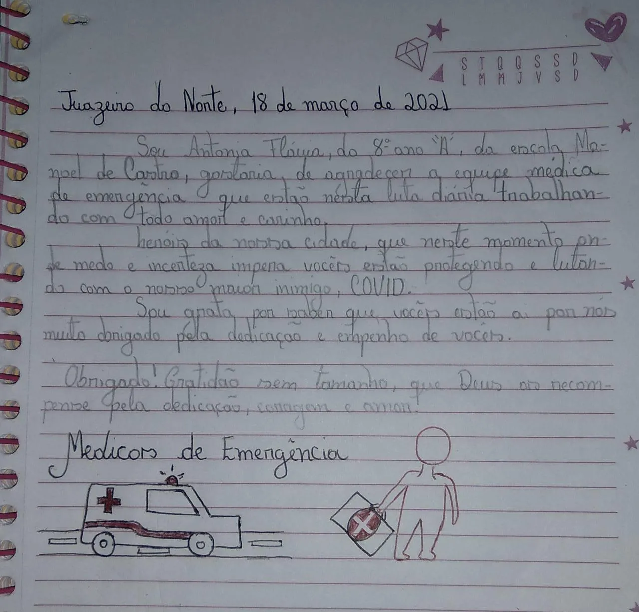 Cartinha enviada ao HRC