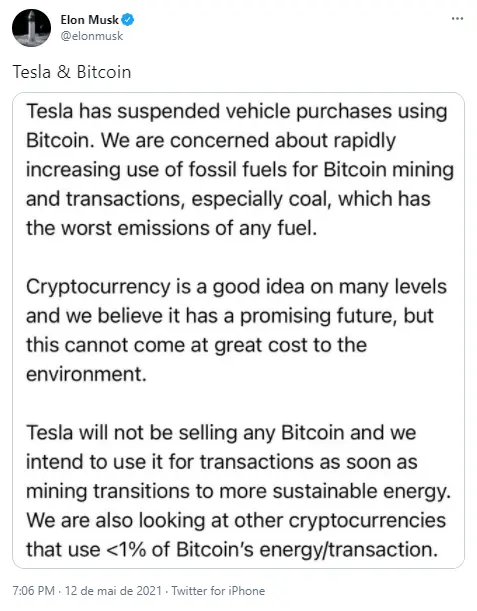 captura de tela do tweet de elon musk