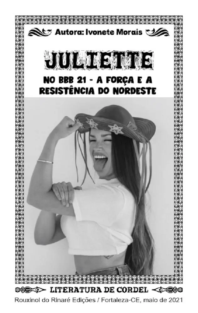 Capa do cordel em homenagem à Juliette Freire e o Nordeste