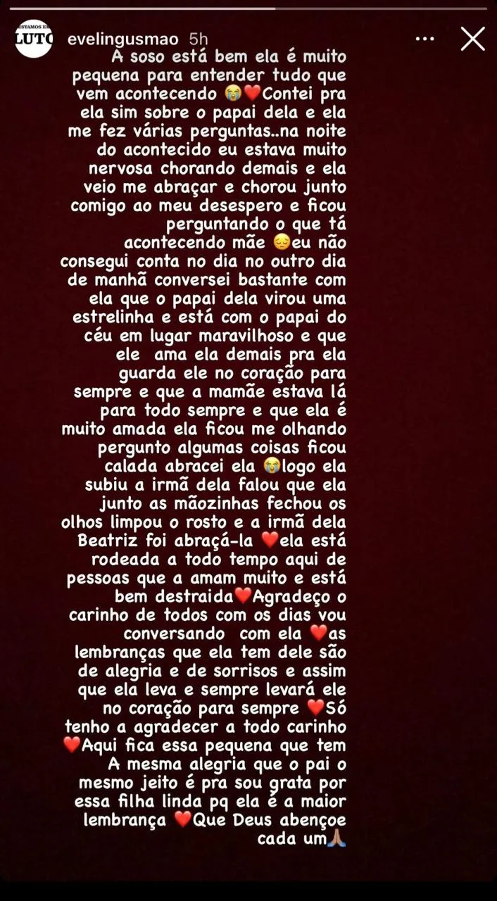 Relato foi divulgado nesta quarta-feira