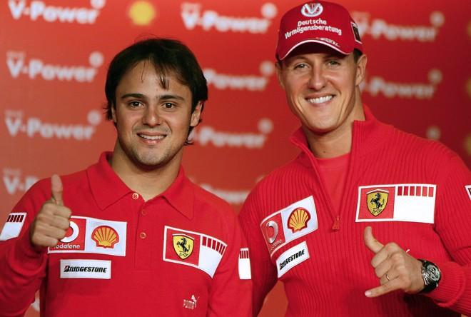 Massa e Schumacher com sinal positivo na Ferrari