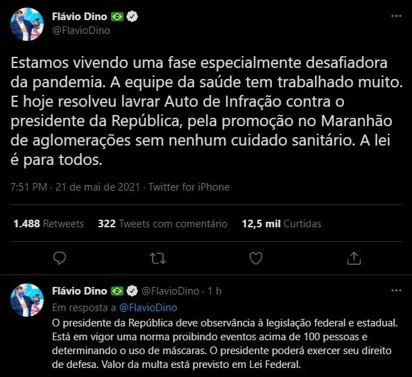 tuítes governador flávio dino