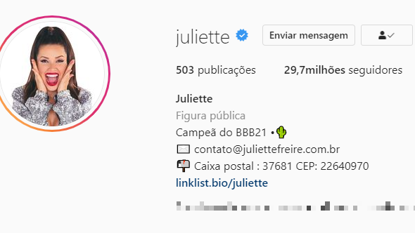 Criado há 1 semana, fã clube oficial de Juliette ganha 226 mil seguidores  no Instagram - Vogue