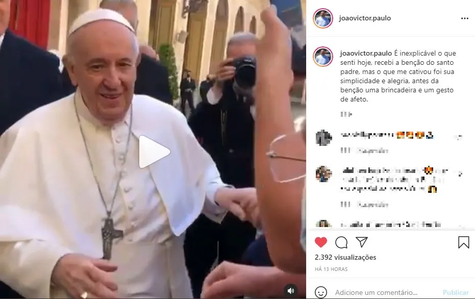 O padre compartilhou o encontro nas redes sociais