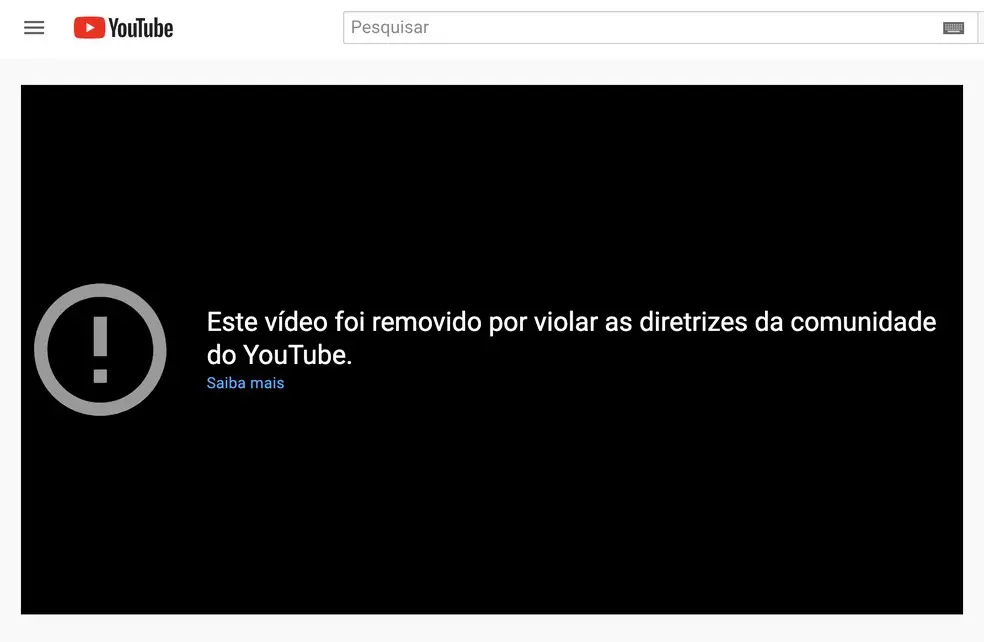 Captura de tele vídeo do YouTube fora do ar