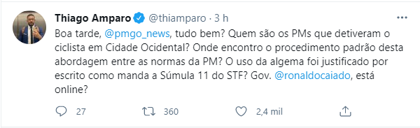 tweet de Thiago Amparo