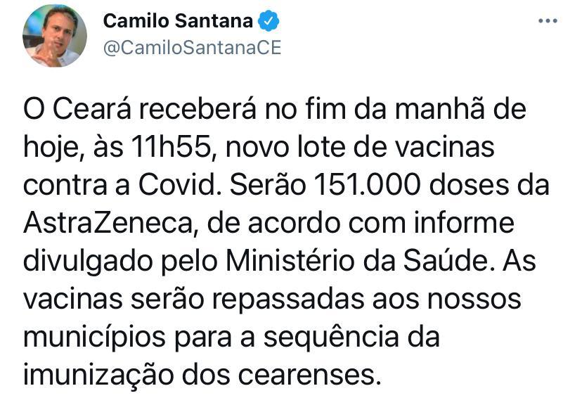 vacinas chegam ao Ceará