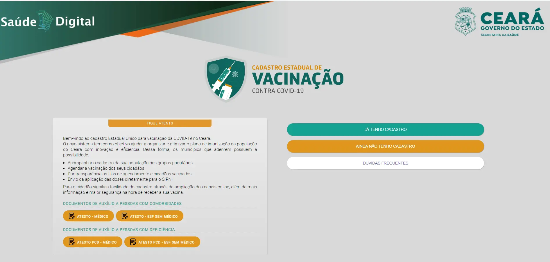 Home da plataforma Saúde Digital