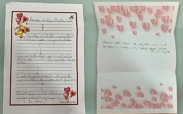 As crianças agradeceram aos profissionais pela atuação na pandemia.