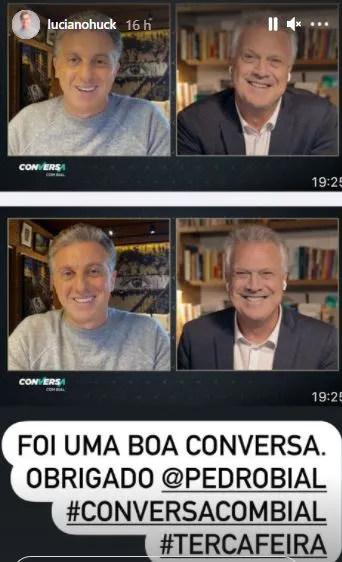 Luciano Huck compartilhou fotos da conversa nas redes sociais