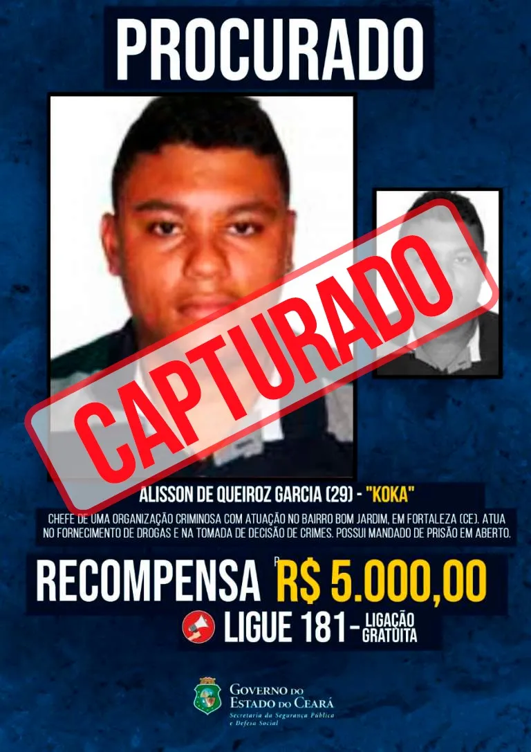 Polícia Civil divulgou a captura de 