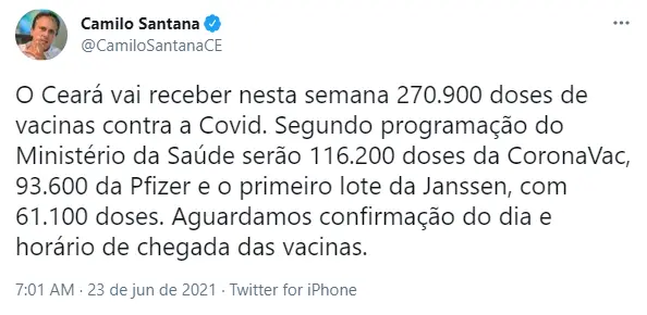 tweet Camilo Santana