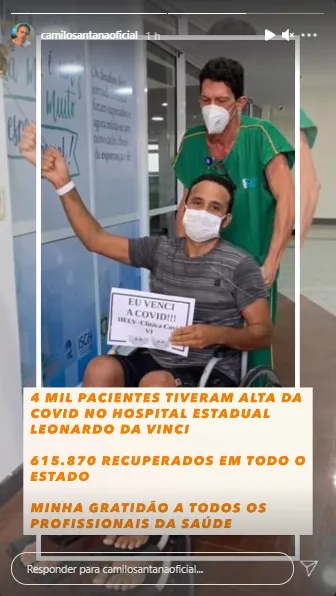 Camilo Santana comemora a marca de 4.000 recuperados no Hospital Estadual Leonardo da Vinci