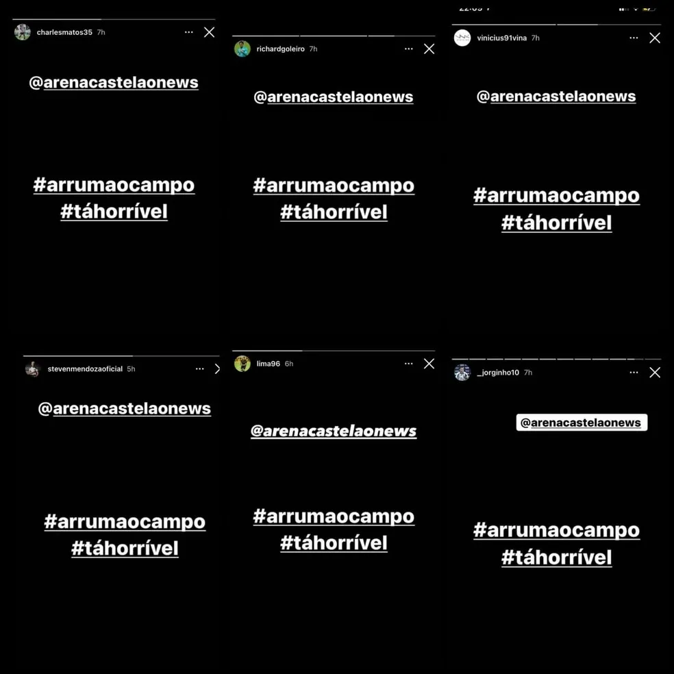 Jogadores do Ceará reclamaram do gramado nas redes sociais