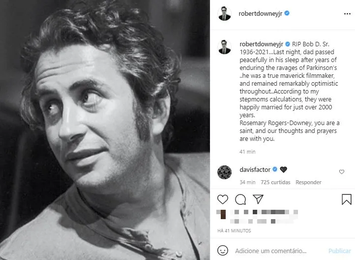 Downey Jr. agradeceu à madrasta, Rosemary Rodgers-Downey, pelos cuidados com o pai