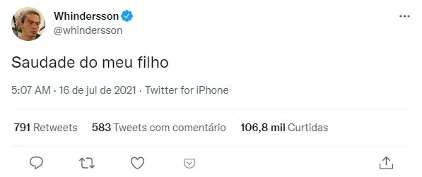Comediante publicou sequência de tweets desabafando sobre morte do filho
