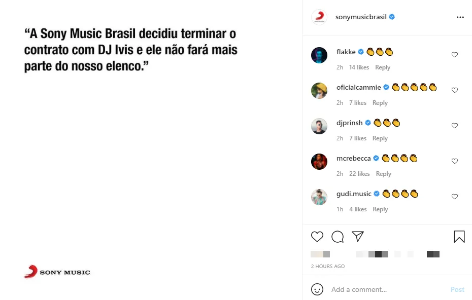 Gravadora anunciou desligamento do DJ nesta sexta-feira (16)