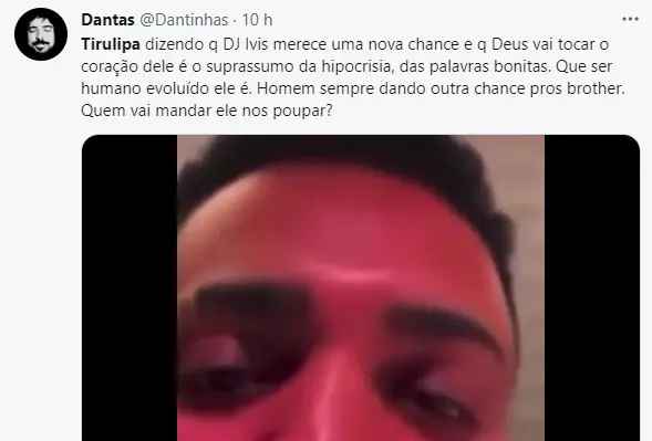 Tweet sobre fala do Tirullipa