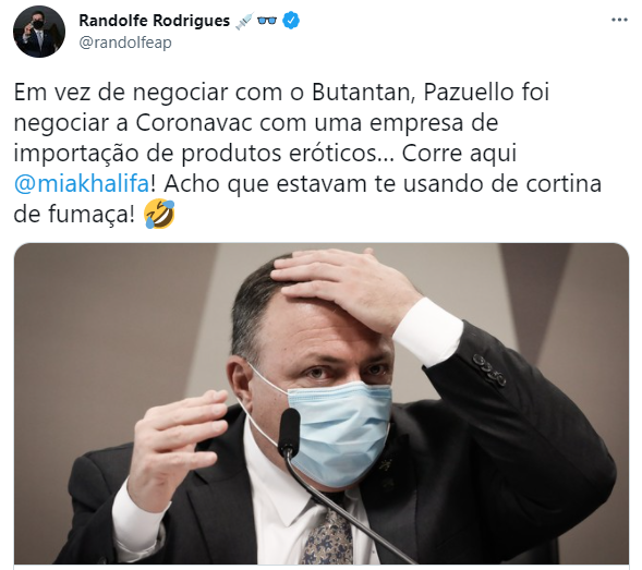 Tweet de Randolfe Rodrigues mencionando Mia Khalifa