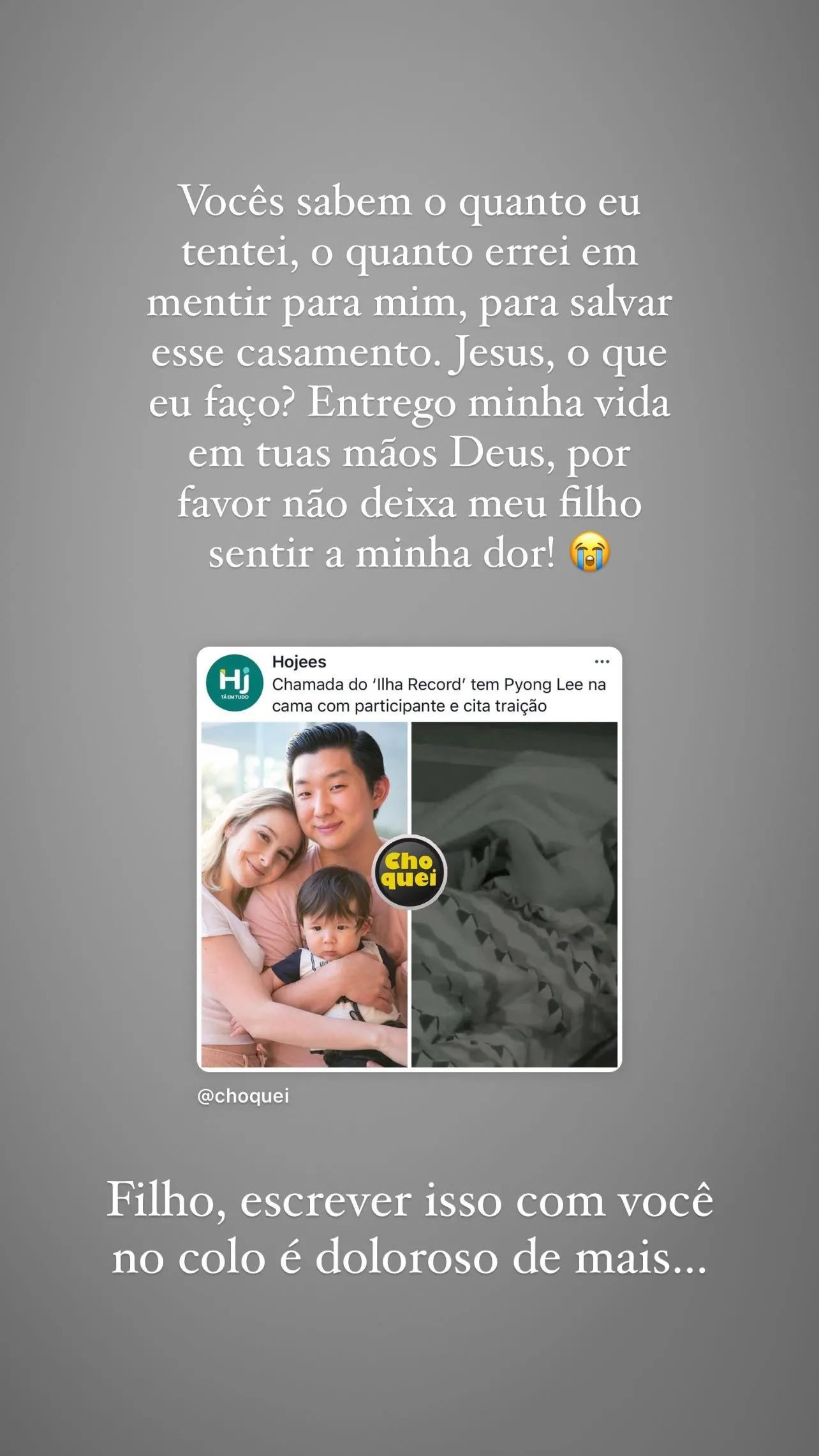 Post de Sammy Lee sobre a separação de Pyong Lee